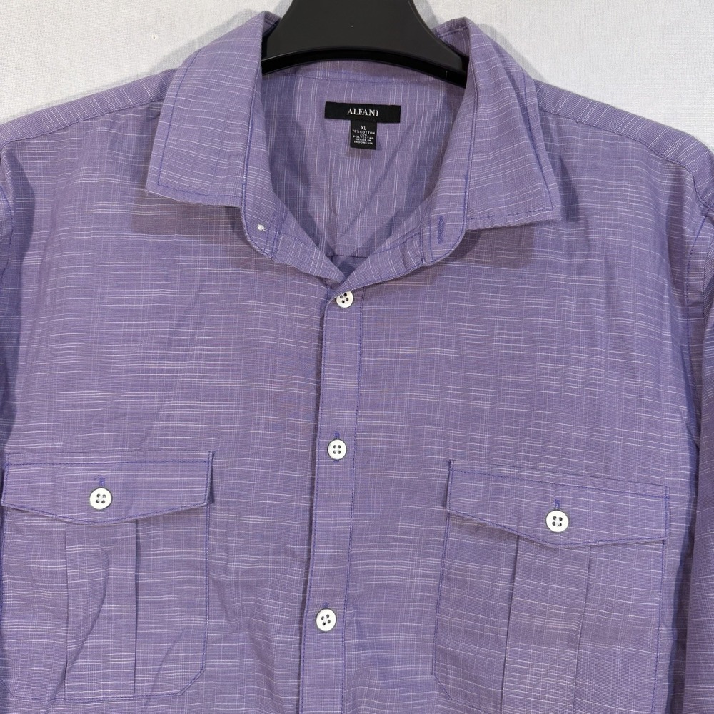 Alfani Long Sleeve Button Down Shirt Lot Of Two‎ XL Purple And Striped Preppy